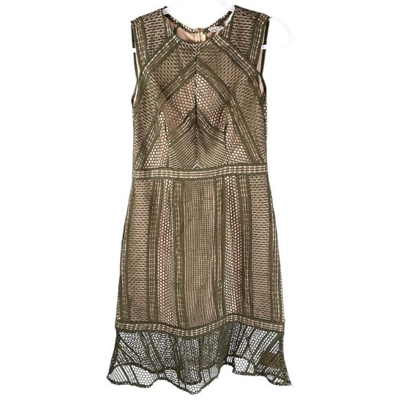 Marie Oliver Hunter Green Lace Sleeveless Flounce Mini Cocktail Dress Size 6 - Picture 2 of 8